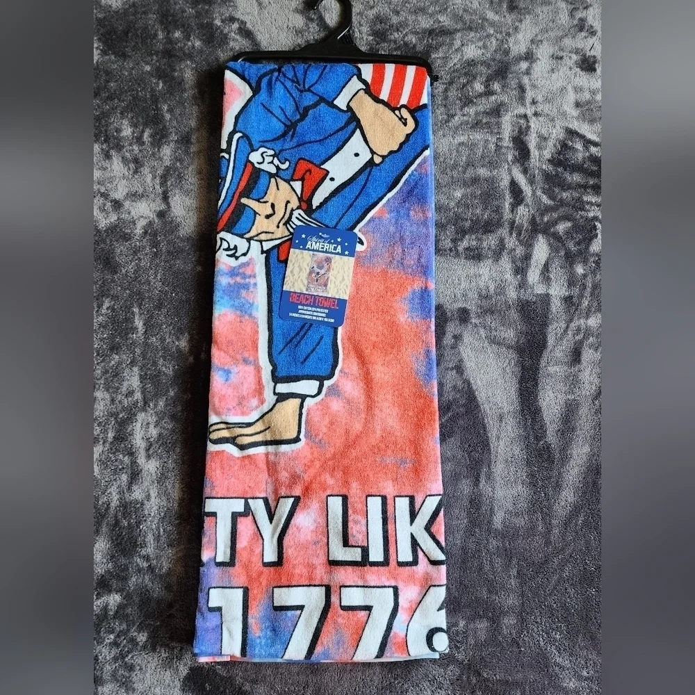 NWT Spirit of America Cotton Blend 1776 Party Patriotic Print Beach Towel 34 ×64